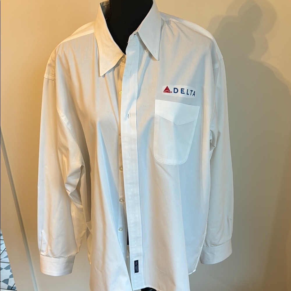 Delta White Dress Shirt Classic Cotton Blend